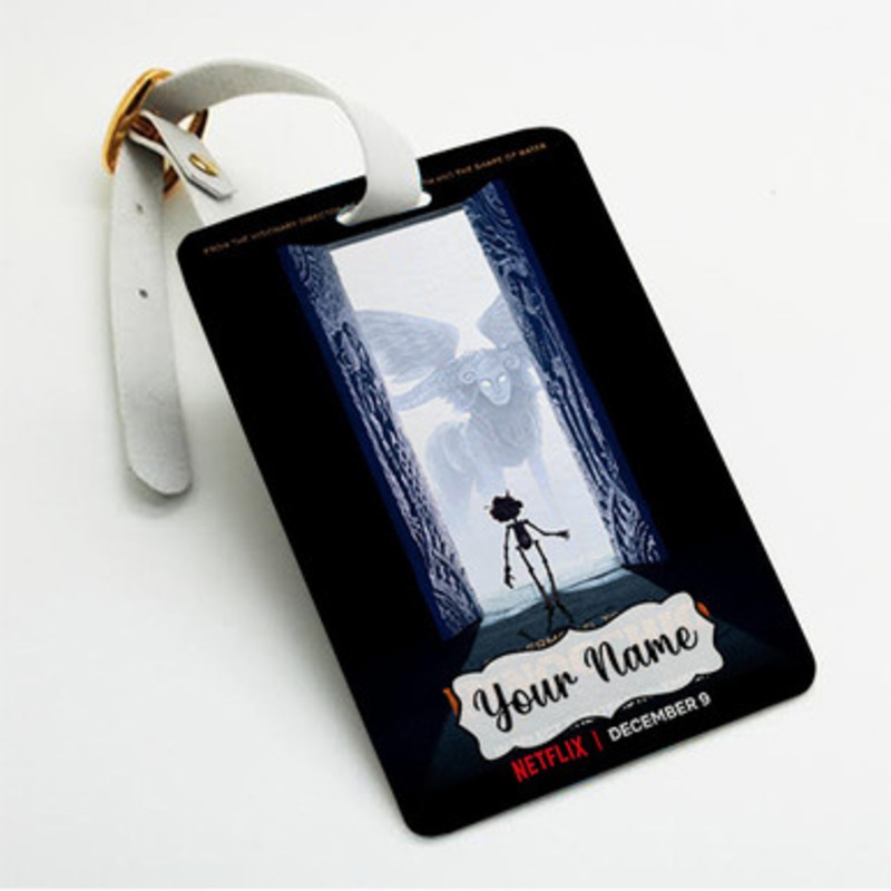 Pastele Guillermo del Toro s Pinocchio Custom Luggage Tags Personalized Name PU Leather Luggage Tag With Strap Awesome Baggage Hanging Suitcase Bag Tags Name ID Labels Travel Bag Accessories