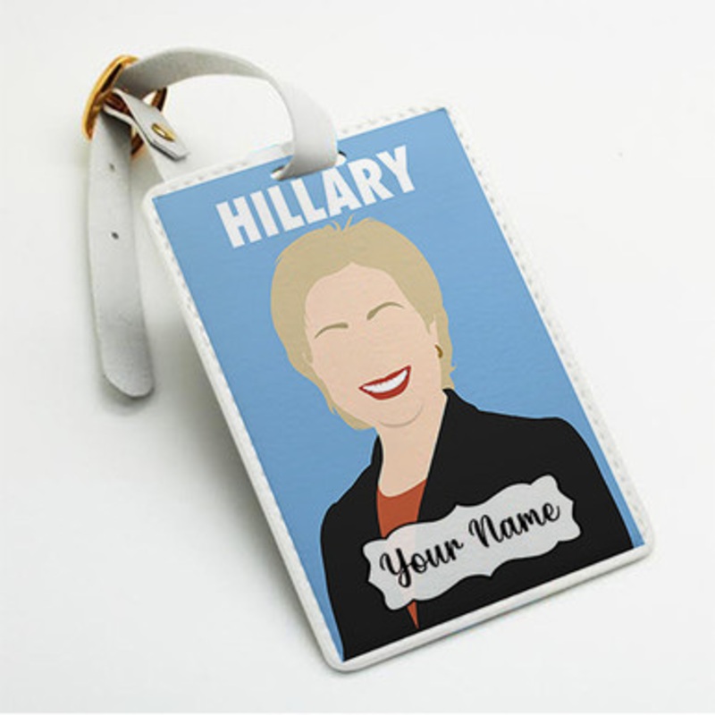 Pastele Hillary Clinton Custom Luggage Tags Personalized Name PU Leather Luggage Tag With Strap Awesome Baggage Hanging Suitcase Bag Tags Name ID Labels Travel Bag Accessories