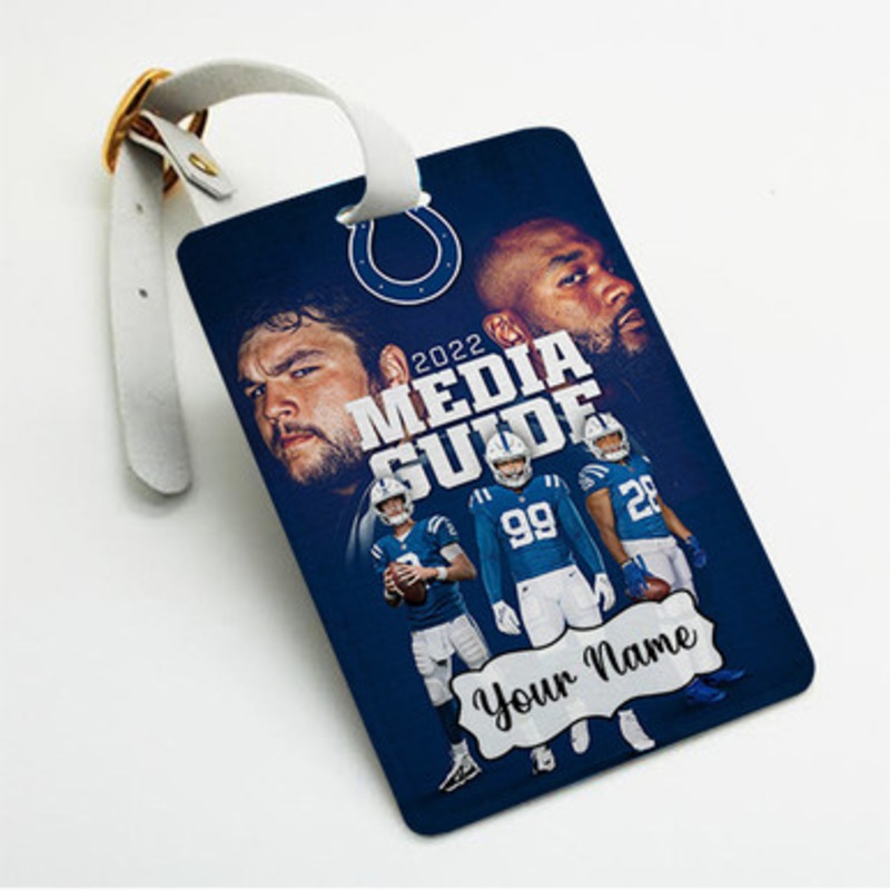 Pastele Indianapolis Colts NFL 2022 Custom Luggage Tags Personalized Name PU Leather Luggage Tag With Strap Awesome Baggage Hanging Suitcase Bag Tags Name ID Labels Travel Bag Accessories
