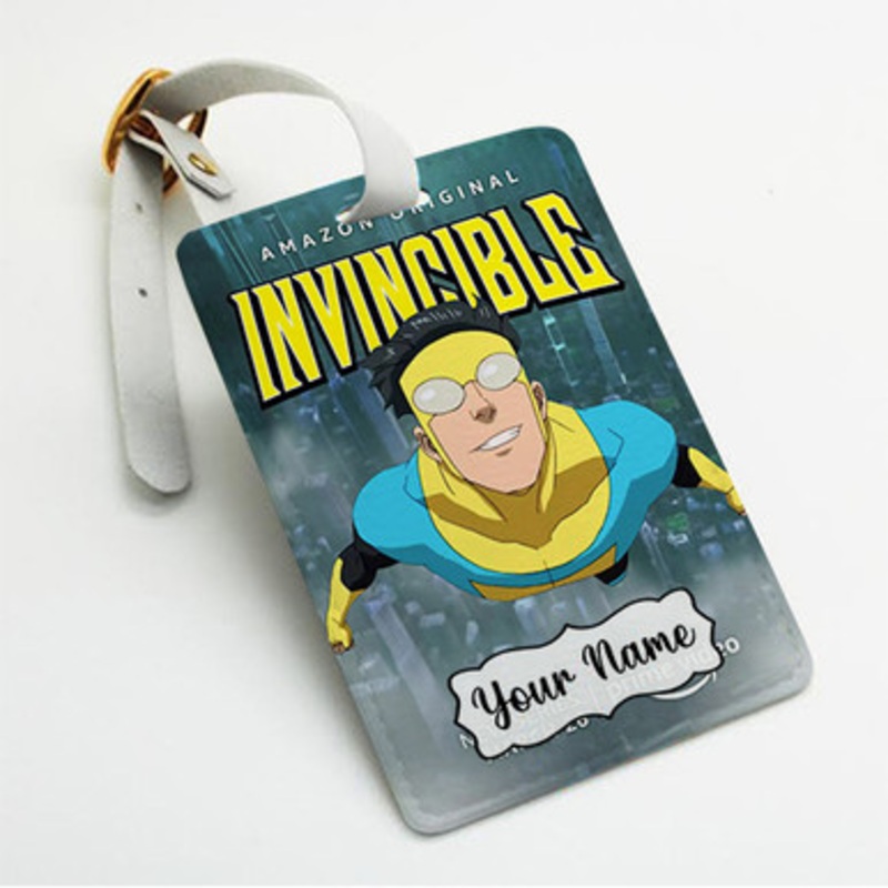 Pastele Invincible Custom Luggage Tags Personalized Name PU Leather Luggage Tag With Strap Awesome Baggage Hanging Suitcase Bag Tags Name ID Labels Travel Bag Accessories