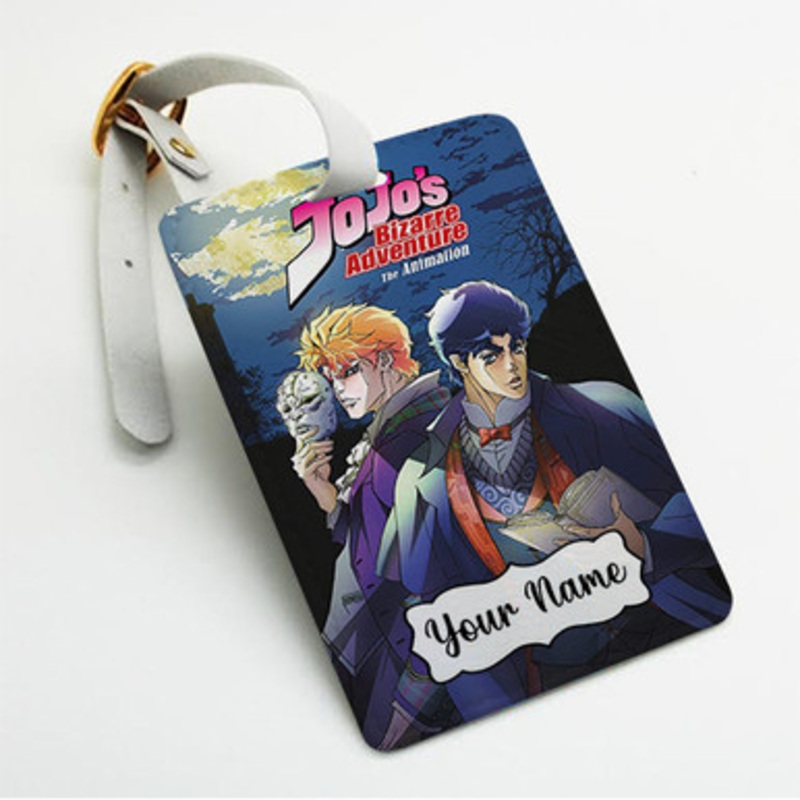 Pastele Jojo s Bizarre Adventure The Animation Custom Luggage Tags Personalized Name PU Leather Luggage Tag With Strap Awesome Baggage Hanging Suitcase Bag Tags Name ID Labels Travel Bag Accessories
