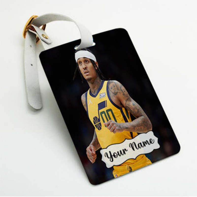 Pastele Jordan Clarkson Custom Luggage Tags Personalized Name PU Leather Luggage Tag With Strap Awesome Baggage Hanging Suitcase Bag Tags Name ID Labels Travel Bag Accessories