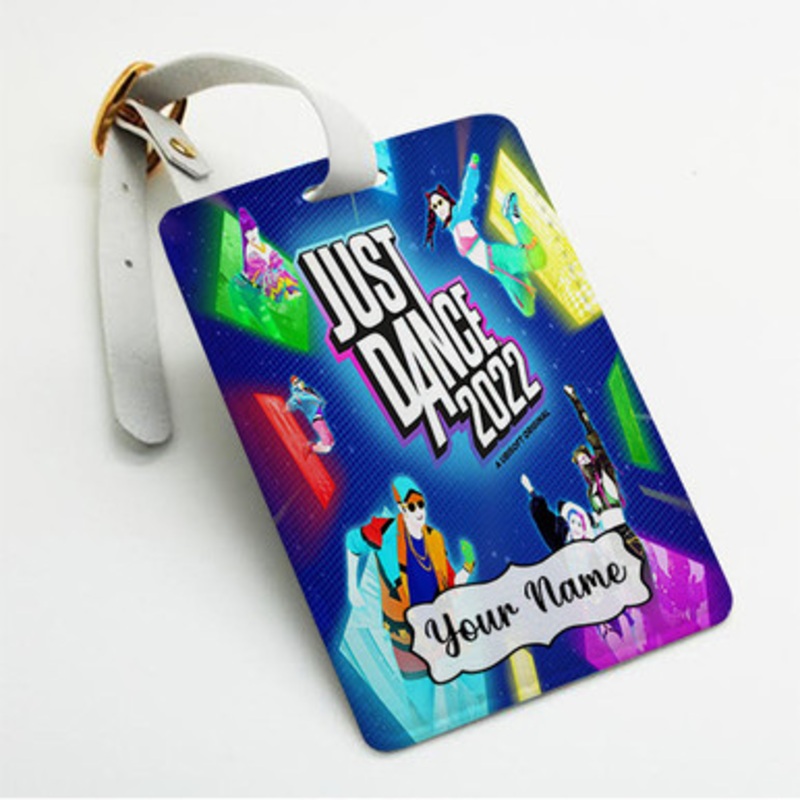 Pastele Just Dance 2022 Custom Luggage Tags Personalized Name PU Leather Luggage Tag With Strap Awesome Baggage Hanging Suitcase Bag Tags Name ID Labels Travel Bag Accessories