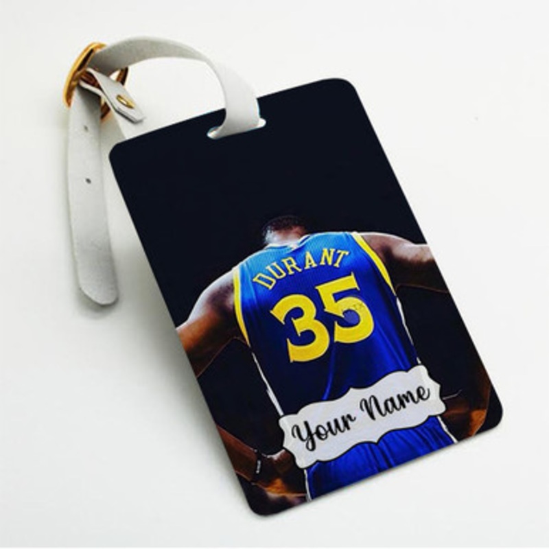 Pastele Kevin Durant 35 Custom Luggage Tags Personalized Name PU Leather Luggage Tag With Strap Awesome Baggage Hanging Suitcase Bag Tags Name ID Labels Travel Bag Accessories