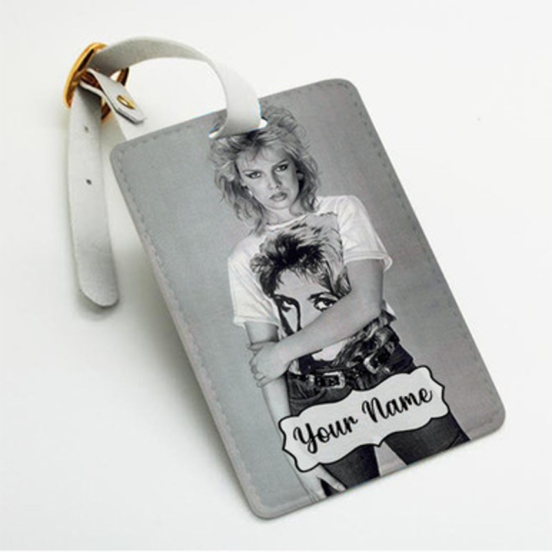 Pastele Kim Wilde Vintage Custom Luggage Tags Personalized Name PU Leather Luggage Tag With Strap Awesome Baggage Hanging Suitcase Bag Tags Name ID Labels Travel Bag Accessories