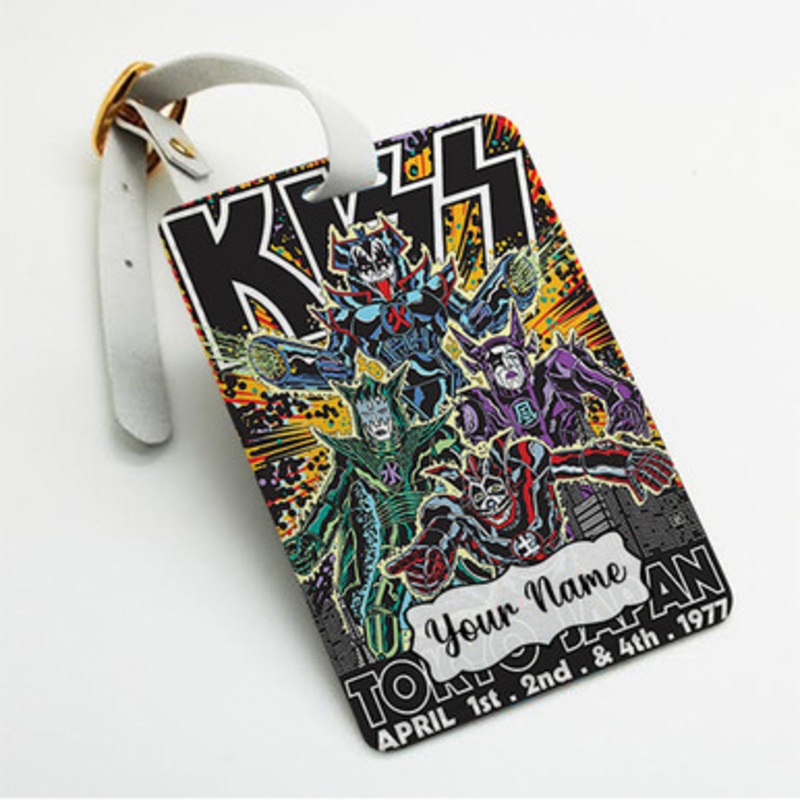 Pastele Kiss Tokyo Japan Custom Luggage Tags Personalized Name PU Leather Luggage Tag With Strap Awesome Baggage Hanging Suitcase Bag Tags Name ID Labels Travel Bag Accessories