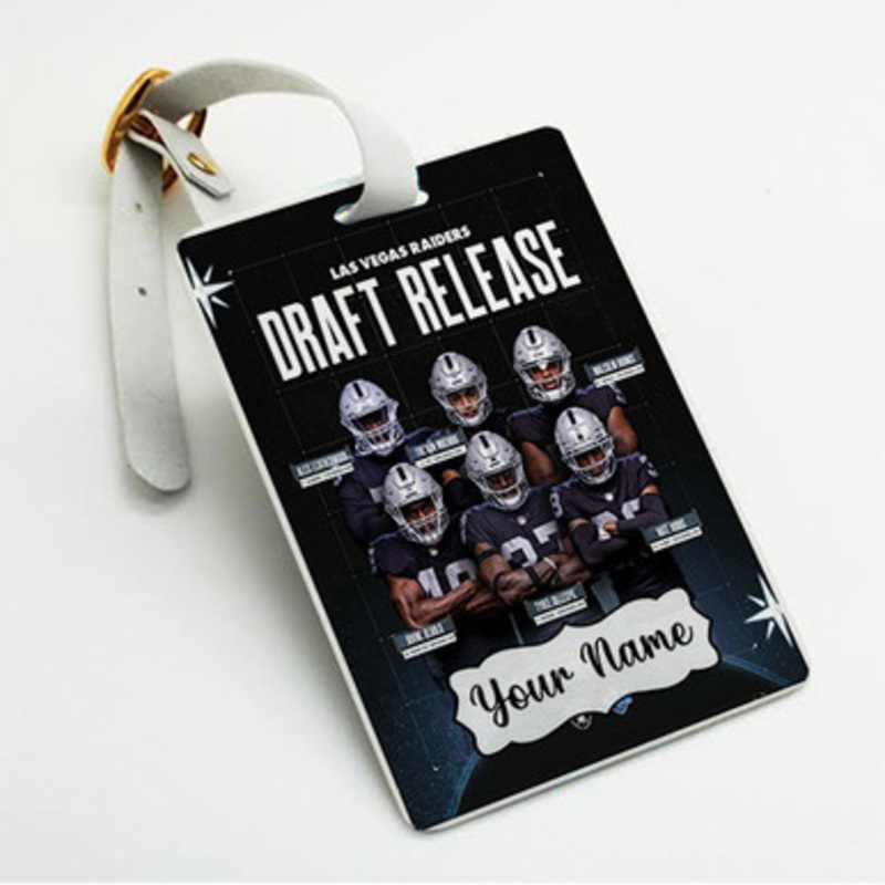 Pastele Las Vegas Raiders NFL 2022 Custom Luggage Tags Personalized Name PU Leather Luggage Tag With Strap Awesome Baggage Hanging Suitcase Bag Tags Name ID Labels Travel Bag Accessories