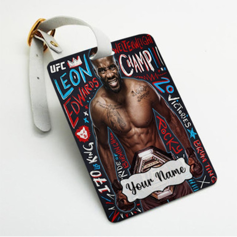 Pastele Leon Edwards Custom Luggage Tags Personalized Name PU Leather Luggage Tag With Strap Awesome Baggage Hanging Suitcase Bag Tags Name ID Labels Travel Bag Accessories