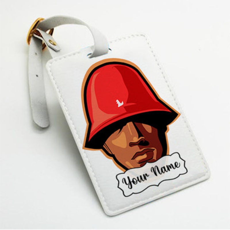 Pastele LL Cool J Hat Custom Luggage Tags Personalized Name PU Leather Luggage Tag With Strap Awesome Baggage Hanging Suitcase Bag Tags Name ID Labels Travel Bag Accessories