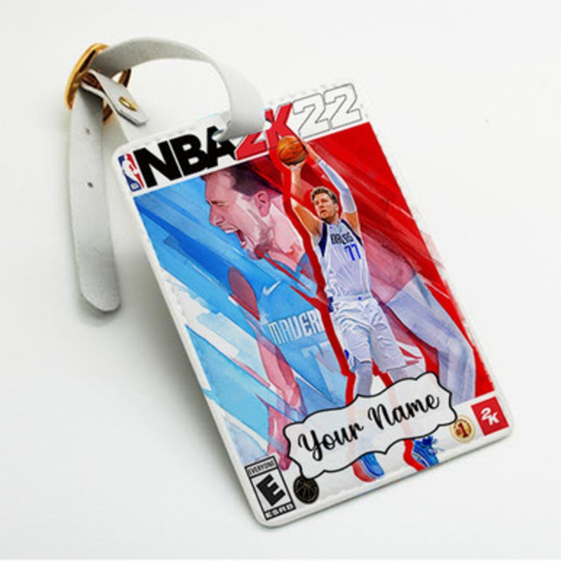 Pastele Luka Doncic NBA 2k22 Custom Luggage Tags Personalized Name PU Leather Luggage Tag With Strap Awesome Baggage Hanging Suitcase Bag Tags Name ID Labels Travel Bag Accessories