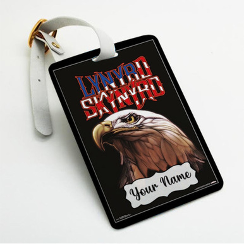 Pastele Lynyrd Skynyrd Eagles Custom Luggage Tags Personalized Name PU Leather Luggage Tag With Strap Awesome Baggage Hanging Suitcase Bag Tags Name ID Labels Travel Bag Accessories