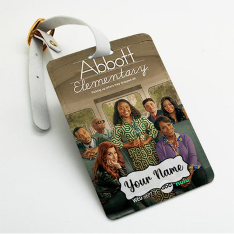 Pastele Abbott Elementary Custom Luggage Tags Personalized Name PU Leather Luggage Tag With Strap Awesome Baggage Hanging Suitcase Bag Tags Name ID Labels Travel Bag Accessories