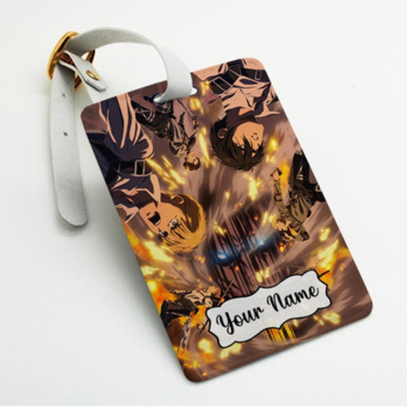 Pastele Attack on Titan The Final Season jpeg Custom Luggage Tags Personalized Name PU Leather Luggage Tag With Strap Awesome Baggage Hanging Suitcase Bag Tags Name ID Labels Travel Bag Accessories