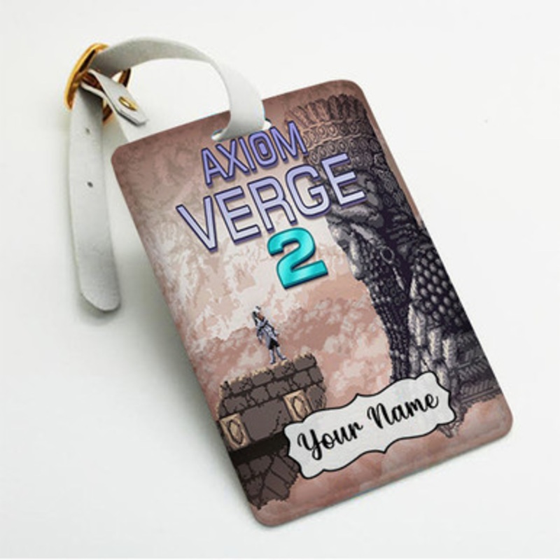 Pastele Axiom Verge 2 Custom Luggage Tags Personalized Name PU Leather Luggage Tag With Strap Awesome Baggage Hanging Suitcase Bag Tags Name ID Labels Travel Bag Accessories