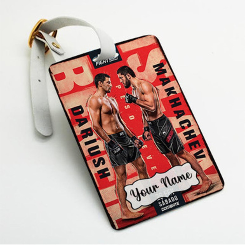 Pastele Beneil Dariush VS Islam Makhachev Custom Luggage Tags Personalized Name PU Leather Luggage Tag With Strap Awesome Baggage Hanging Suitcase Bag Tags Name ID Labels Travel Bag Accessories