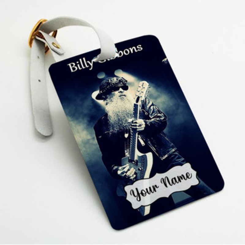 Pastele Billie Gibbons Zz Top Custom Luggage Tags Personalized Name PU Leather Luggage Tag With Strap Awesome Baggage Hanging Suitcase Bag Tags Name ID Labels Travel Bag Accessories