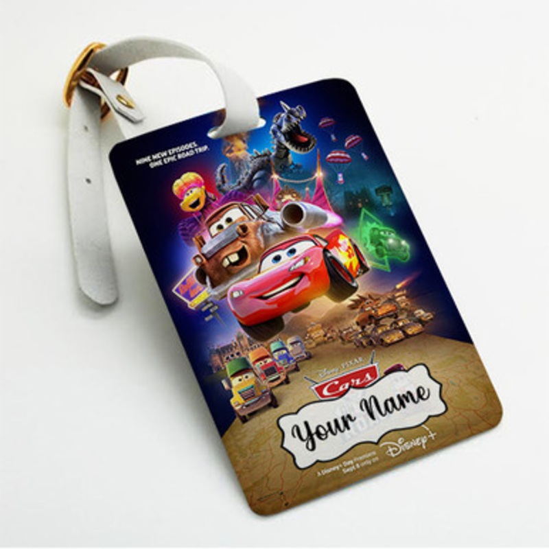 Pastele Cars on the Road TV Series Custom Luggage Tags Personalized Name PU Leather Luggage Tag With Strap Awesome Baggage Hanging Suitcase Bag Tags Name ID Labels Travel Bag Accessories