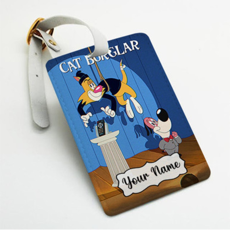 Pastele Cat Burglar Custom Luggage Tags Personalized Name PU Leather Luggage Tag With Strap Awesome Baggage Hanging Suitcase Bag Tags Name ID Labels Travel Bag Accessories