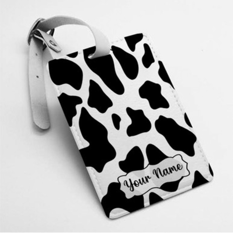 Pastele Cow Custom Luggage Tags Personalized Name PU Leather Luggage Tag With Strap Awesome Baggage Hanging Suitcase Bag Tags Name ID Labels Travel Bag Accessories
