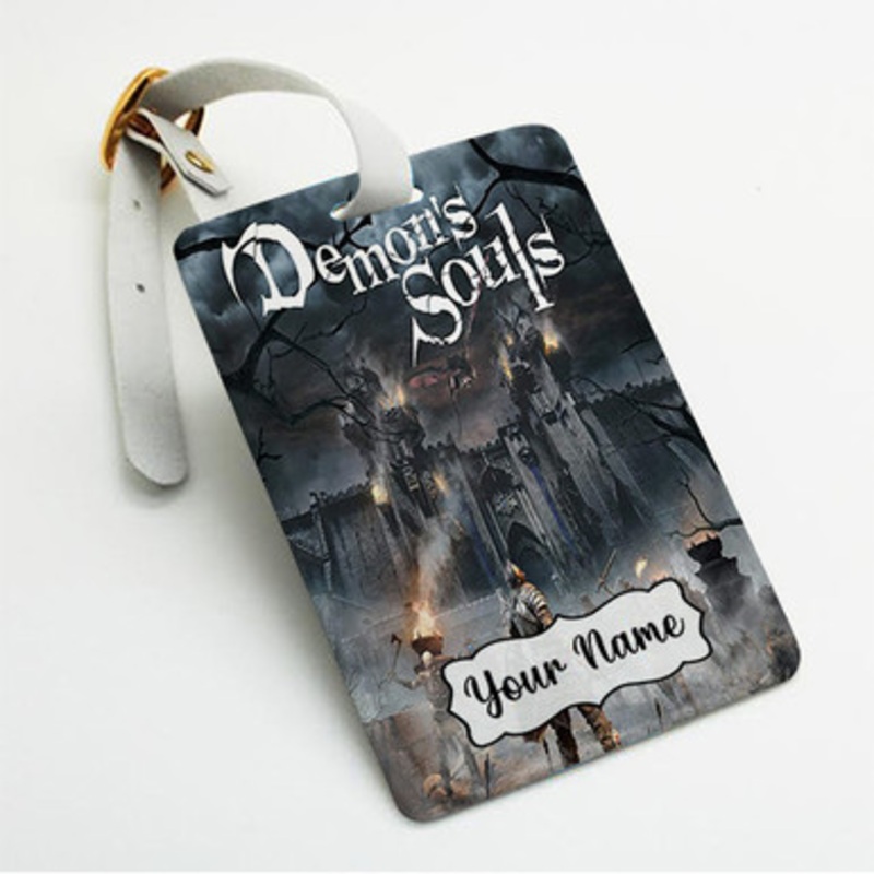 Pastele Demon s Souls Custom Luggage Tags Personalized Name PU Leather Luggage Tag With Strap Awesome Baggage Hanging Suitcase Bag Tags Name ID Labels Travel Bag Accessories