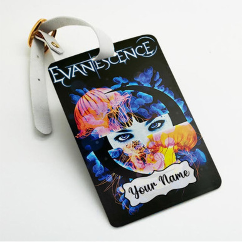 Pastele Evanescence Custom Luggage Tags Personalized Name PU Leather Luggage Tag With Strap Awesome Baggage Hanging Suitcase Bag Tags Name ID Labels Travel Bag Accessories