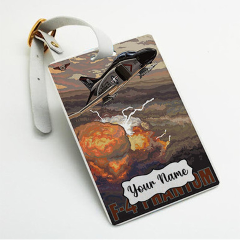 Pastele F 4 Phantom Custom Luggage Tags Personalized Name PU Leather Luggage Tag With Strap Awesome Baggage Hanging Suitcase Bag Tags Name ID Labels Travel Bag Accessories