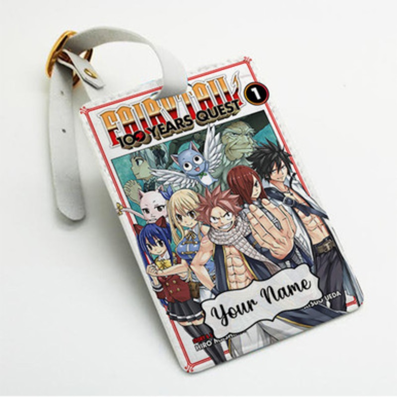 Pastele Fairy Tail 100 Years Quest Custom Luggage Tags Personalized Name PU Leather Luggage Tag With Strap Awesome Baggage Hanging Suitcase Bag Tags Name ID Labels Travel Bag Accessories