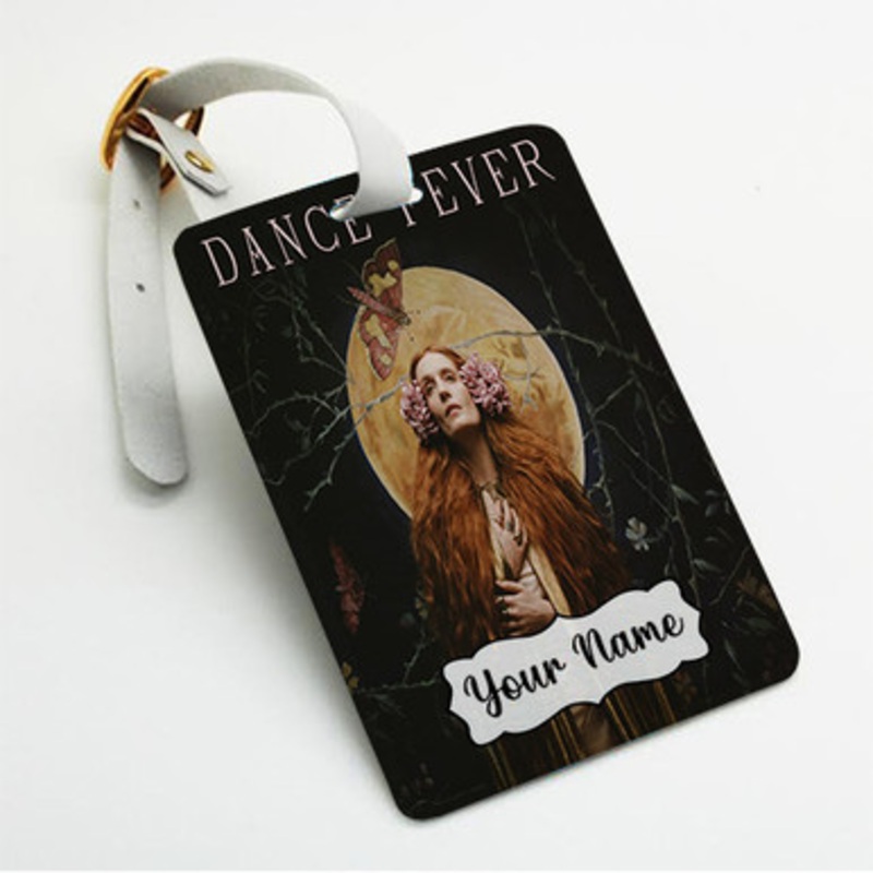 Pastele Florence The Machine Dance Fever Custom Luggage Tags Personalized Name PU Leather Luggage Tag With Strap Awesome Baggage Hanging Suitcase Bag Tags Name ID Labels Travel Bag Accessories
