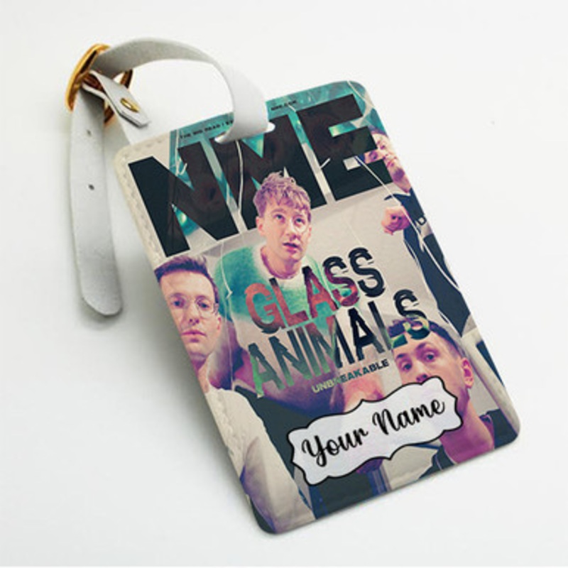 Pastele Glass Animals Unbreakable Custom Luggage Tags Personalized Name PU Leather Luggage Tag With Strap Awesome Baggage Hanging Suitcase Bag Tags Name ID Labels Travel Bag Accessories