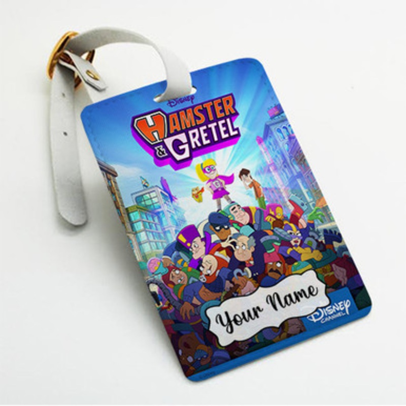 Pastele Hamster Gretel Custom Luggage Tags Personalized Name PU Leather Luggage Tag With Strap Awesome Baggage Hanging Suitcase Bag Tags Name ID Labels Travel Bag Accessories