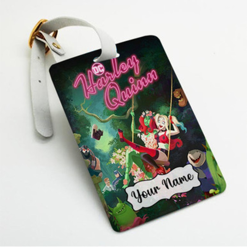 Pastele Harley Quinn 2022 Custom Luggage Tags Personalized Name PU Leather Luggage Tag With Strap Awesome Baggage Hanging Suitcase Bag Tags Name ID Labels Travel Bag Accessories