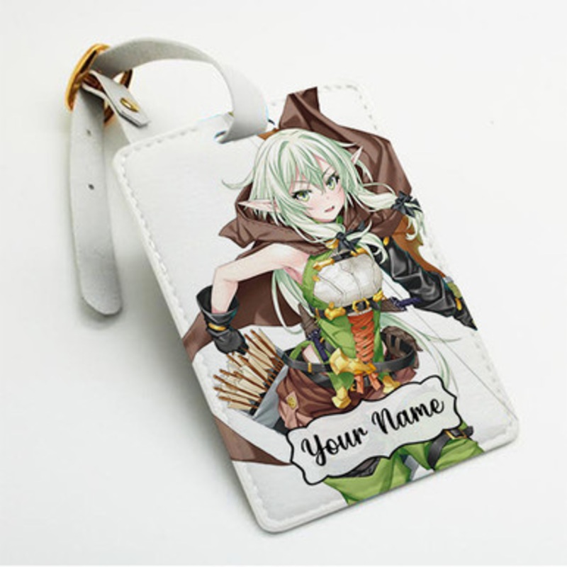 Pastele High Elf Archer Goblin Slayer Custom Luggage Tags Personalized Name PU Leather Luggage Tag With Strap Awesome Baggage Hanging Suitcase Bag Tags Name ID Labels Travel Bag Accessories