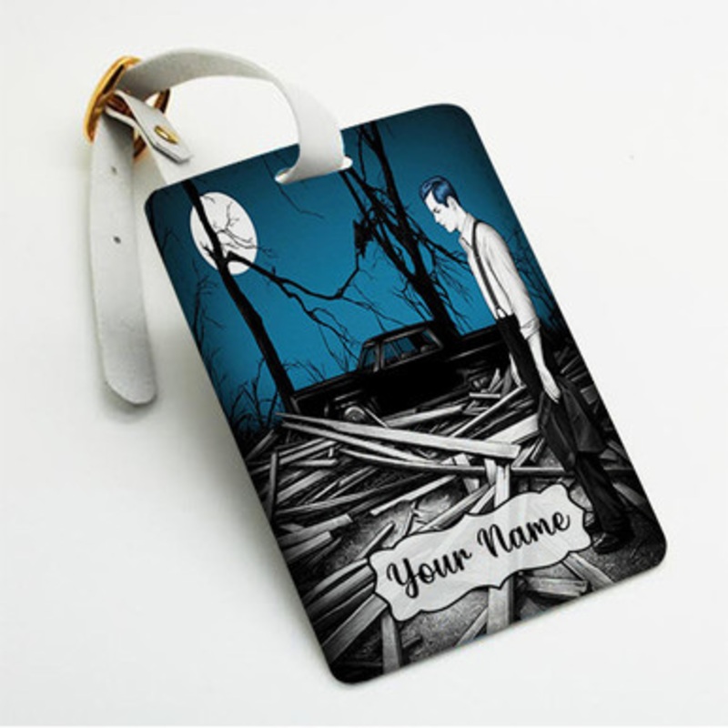 Pastele Jack White Fear Of The Dawn Custom Luggage Tags Personalized Name PU Leather Luggage Tag With Strap Awesome Baggage Hanging Suitcase Bag Tags Name ID Labels Travel Bag Accessories