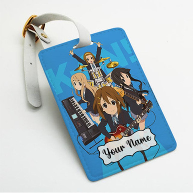 Pastele K On Anime Custom Luggage Tags Personalized Name PU Leather Luggage Tag With Strap Awesome Baggage Hanging Suitcase Bag Tags Name ID Labels Travel Bag Accessories