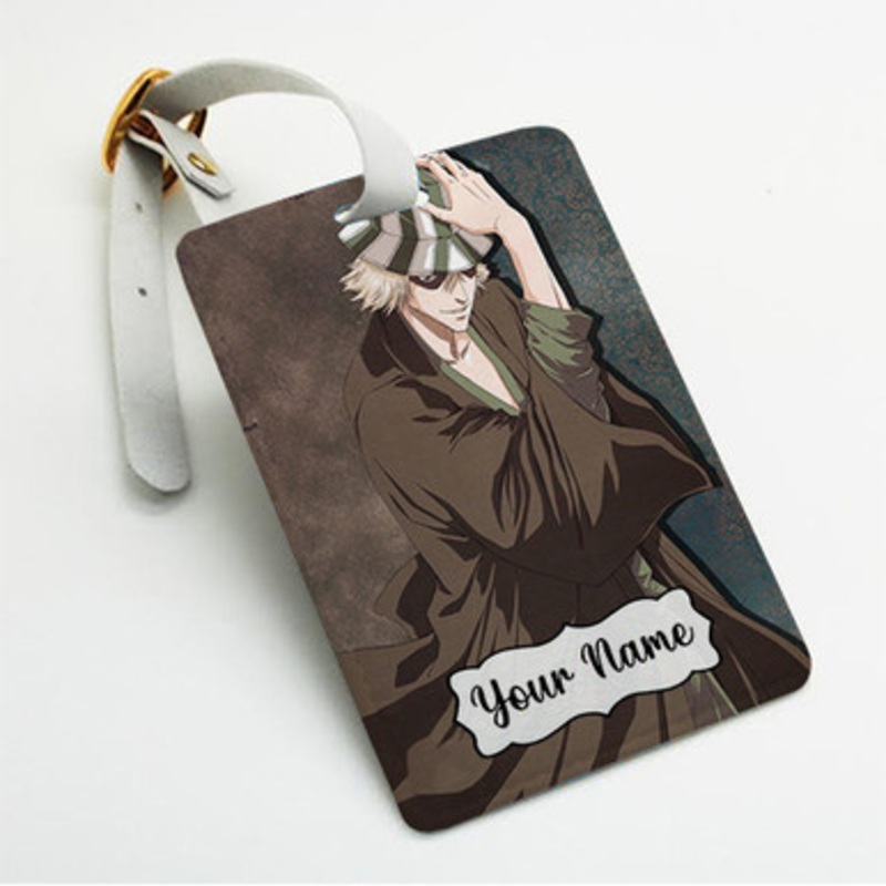 Pastele Kisuke Urahara Bleach Custom Luggage Tags Personalized Name PU Leather Luggage Tag With Strap Awesome Baggage Hanging Suitcase Bag Tags Name ID Labels Travel Bag Accessories