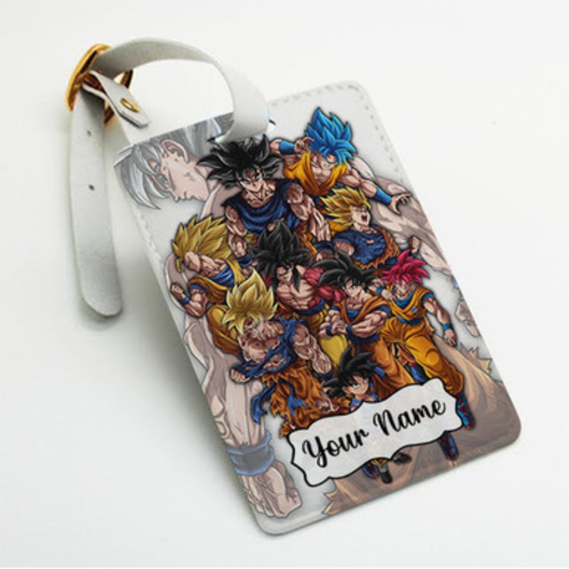 Pastele Legacy of Son Goku Dragon Ball Z Custom Luggage Tags Personalized Name PU Leather Luggage Tag With Strap Awesome Baggage Hanging Suitcase Bag Tags Name ID Labels Travel Bag Accessories