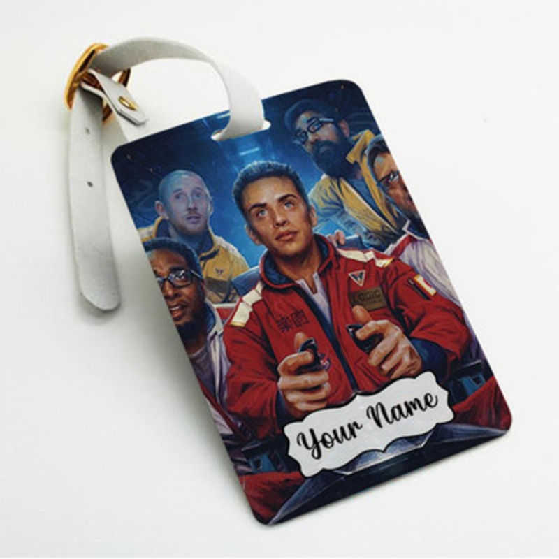 Pastele Logic Poster Custom Luggage Tags Personalized Name PU Leather Luggage Tag With Strap Awesome Baggage Hanging Suitcase Bag Tags Name ID Labels Travel Bag Accessories