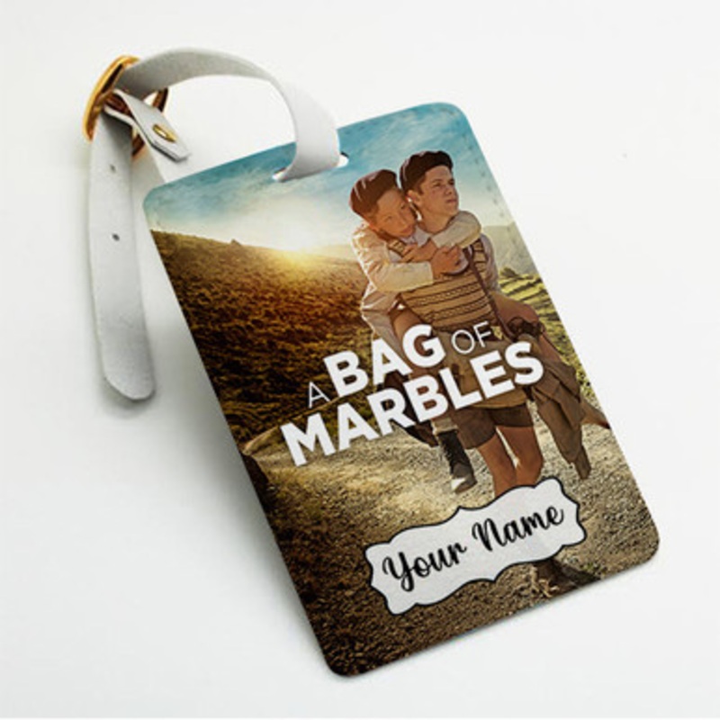Pastele A Bag of Marbles Custom Luggage Tags Personalized Name PU Leather Luggage Tag With Strap Awesome Baggage Hanging Suitcase Bag Tags Name ID Labels Travel Bag Accessories