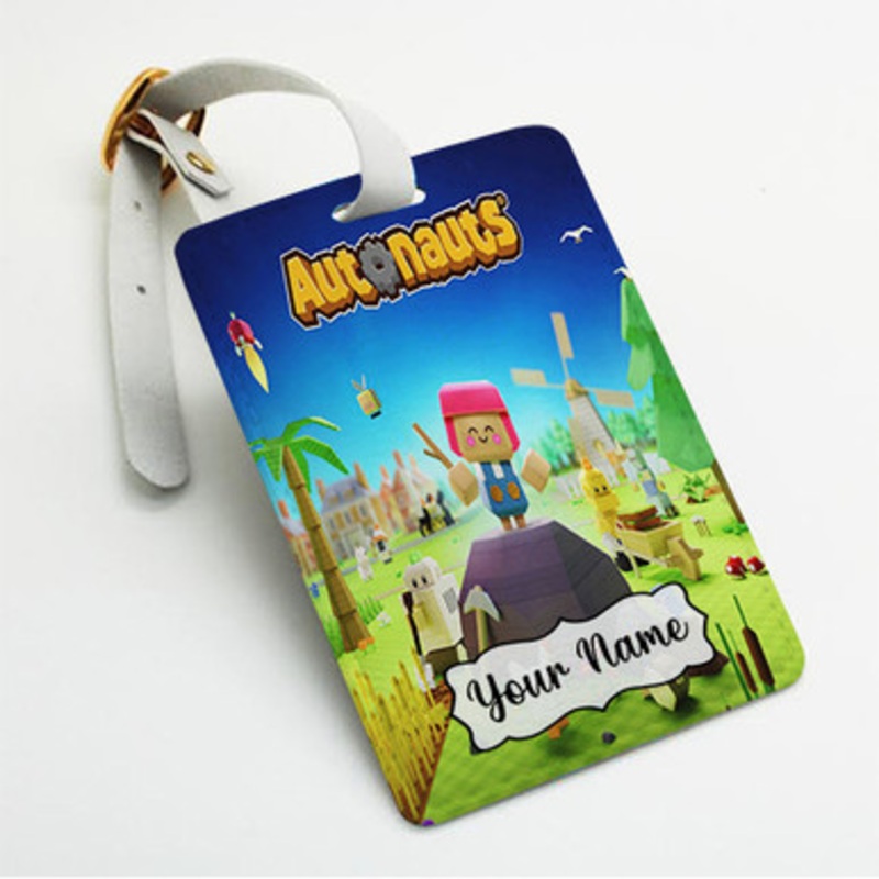 Pastele Autonauts Custom Luggage Tags Personalized Name PU Leather Luggage Tag With Strap Awesome Baggage Hanging Suitcase Bag Tags Name ID Labels Travel Bag Accessories