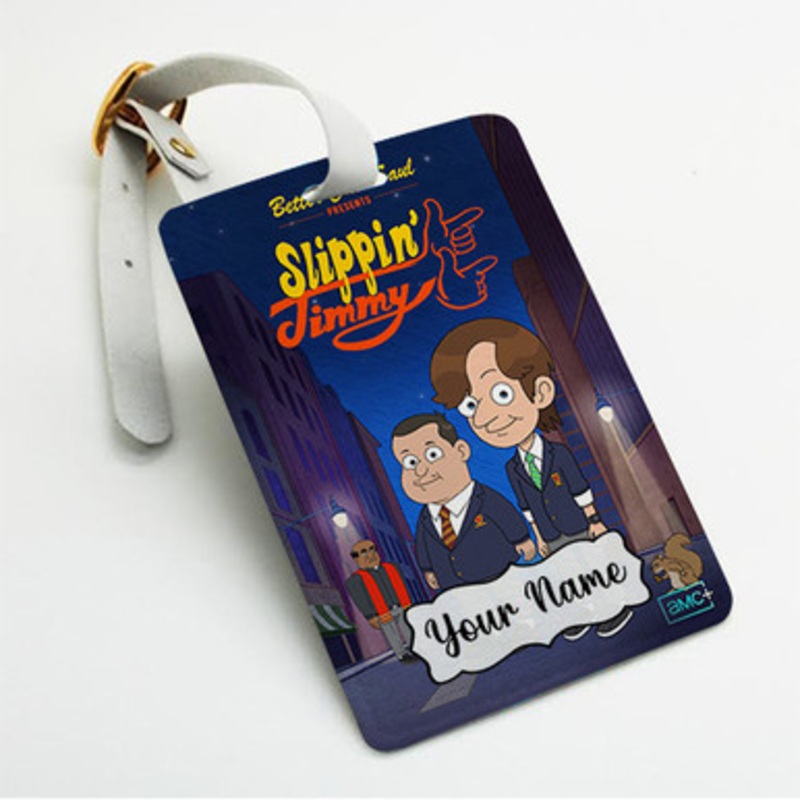 Pastele Better Call Saul Presents Slippin Jimmy Custom Luggage Tags Personalized Name PU Leather Luggage Tag With Strap Awesome Baggage Hanging Suitcase Bag Tags Name ID Labels Travel Bag Accessories