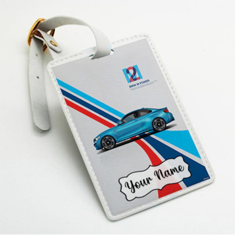 Pastele BMW M2 Custom Luggage Tags Personalized Name PU Leather Luggage Tag With Strap Awesome Baggage Hanging Suitcase Bag Tags Name ID Labels Travel Bag Accessories