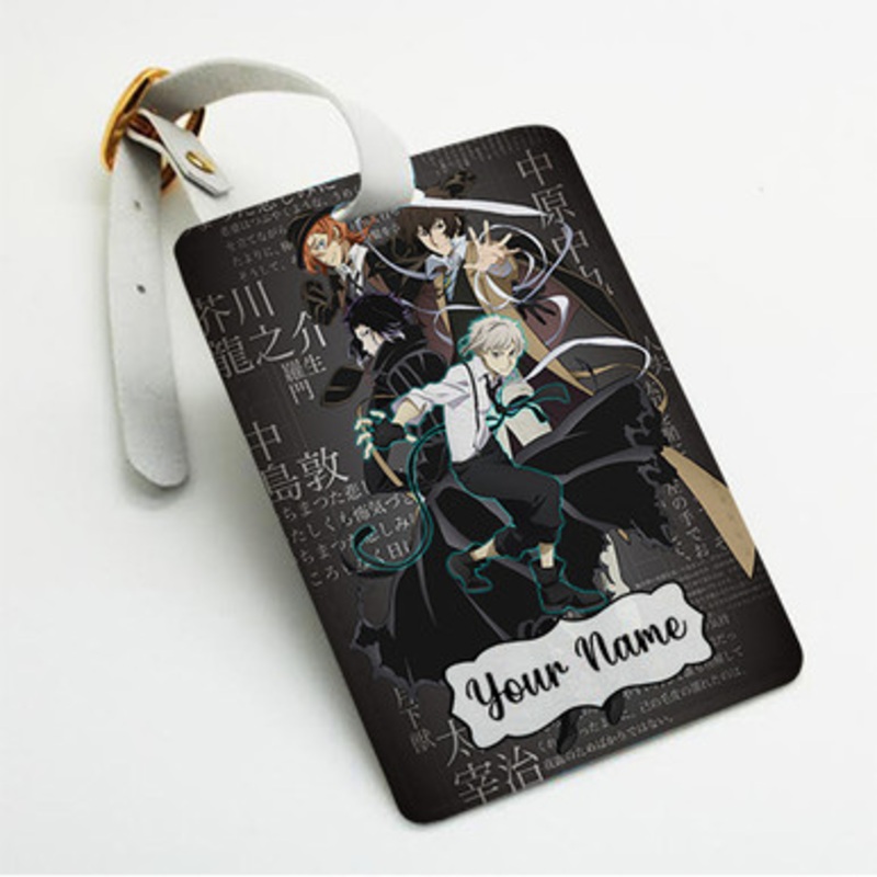 Pastele Bungou Stray Dogs 4th Season Good Custom Luggage Tags Personalized Name PU Leather Luggage Tag With Strap Awesome Baggage Hanging Suitcase Bag Tags Name ID Labels Travel Bag Accessories
