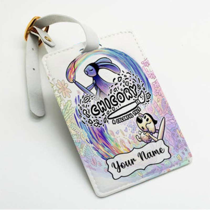 Pastele Chicory A Colorful Tale Custom Luggage Tags Personalized Name PU Leather Luggage Tag With Strap Awesome Baggage Hanging Suitcase Bag Tags Name ID Labels Travel Bag Accessories