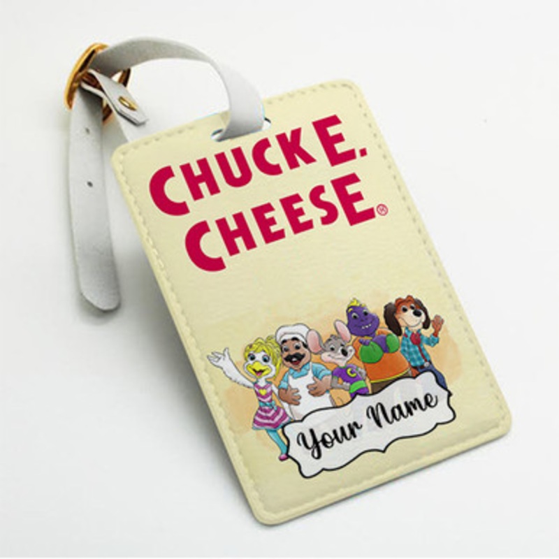 Pastele Chuck E Cheese Good Custom Luggage Tags Personalized Name PU Leather Luggage Tag With Strap Awesome Baggage Hanging Suitcase Bag Tags Name ID Labels Travel Bag Accessories