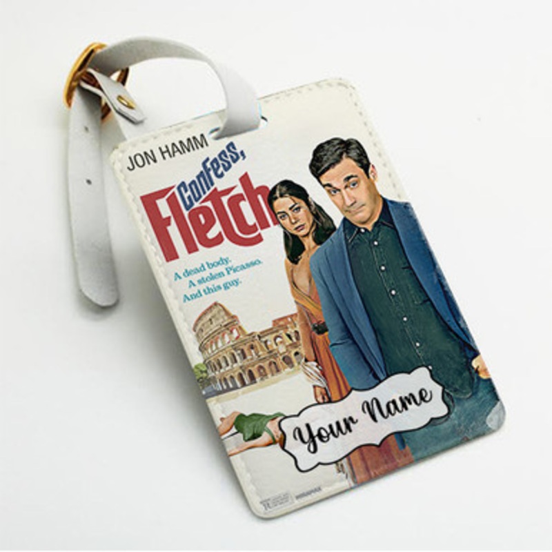 Pastele Confess Fletch Custom Luggage Tags Personalized Name PU Leather Luggage Tag With Strap Awesome Baggage Hanging Suitcase Bag Tags Name ID Labels Travel Bag Accessories