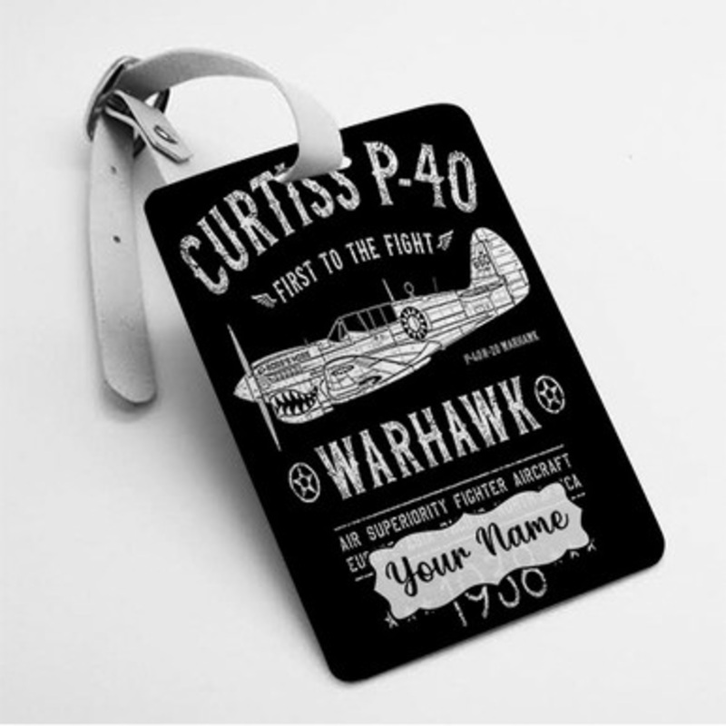 Pastele Curtiss P40 1938 Custom Luggage Tags Personalized Name PU Leather Luggage Tag With Strap Awesome Baggage Hanging Suitcase Bag Tags Name ID Labels Travel Bag Accessories