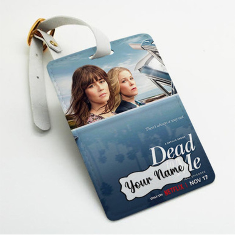 Pastele Dead to Me Custom Luggage Tags Personalized Name PU Leather Luggage Tag With Strap Awesome Baggage Hanging Suitcase Bag Tags Name ID Labels Travel Bag Accessories