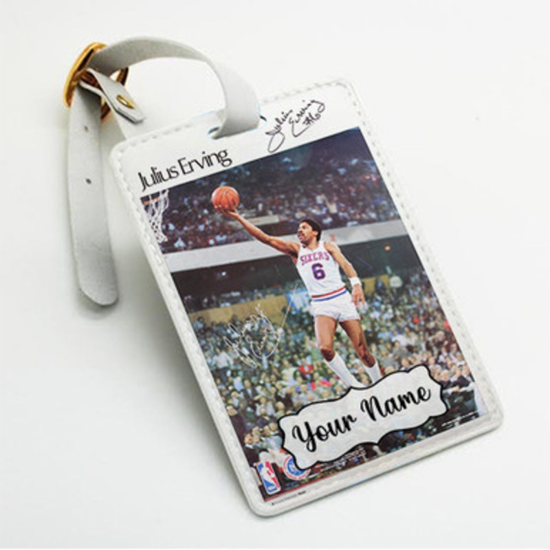 Pastele Dr J Julius Erving jpeg Custom Luggage Tags Personalized Name PU Leather Luggage Tag With Strap Awesome Baggage Hanging Suitcase Bag Tags Name ID Labels Travel Bag Accessories