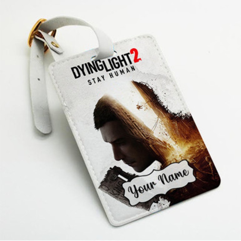 Pastele Dying Light 2 Stay Human Good Custom Luggage Tags Personalized Name PU Leather Luggage Tag With Strap Awesome Baggage Hanging Suitcase Bag Tags Name ID Labels Travel Bag Accessories