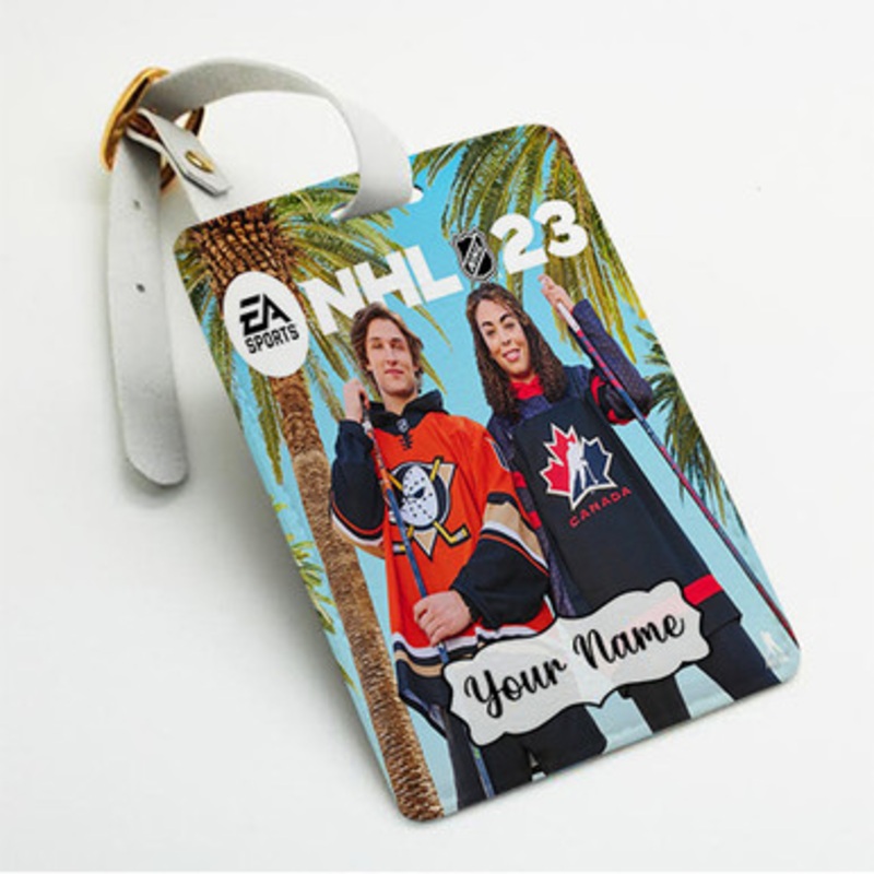 Pastele EA Sports NHL 23 Custom Luggage Tags Personalized Name PU Leather Luggage Tag With Strap Awesome Baggage Hanging Suitcase Bag Tags Name ID Labels Travel Bag Accessories